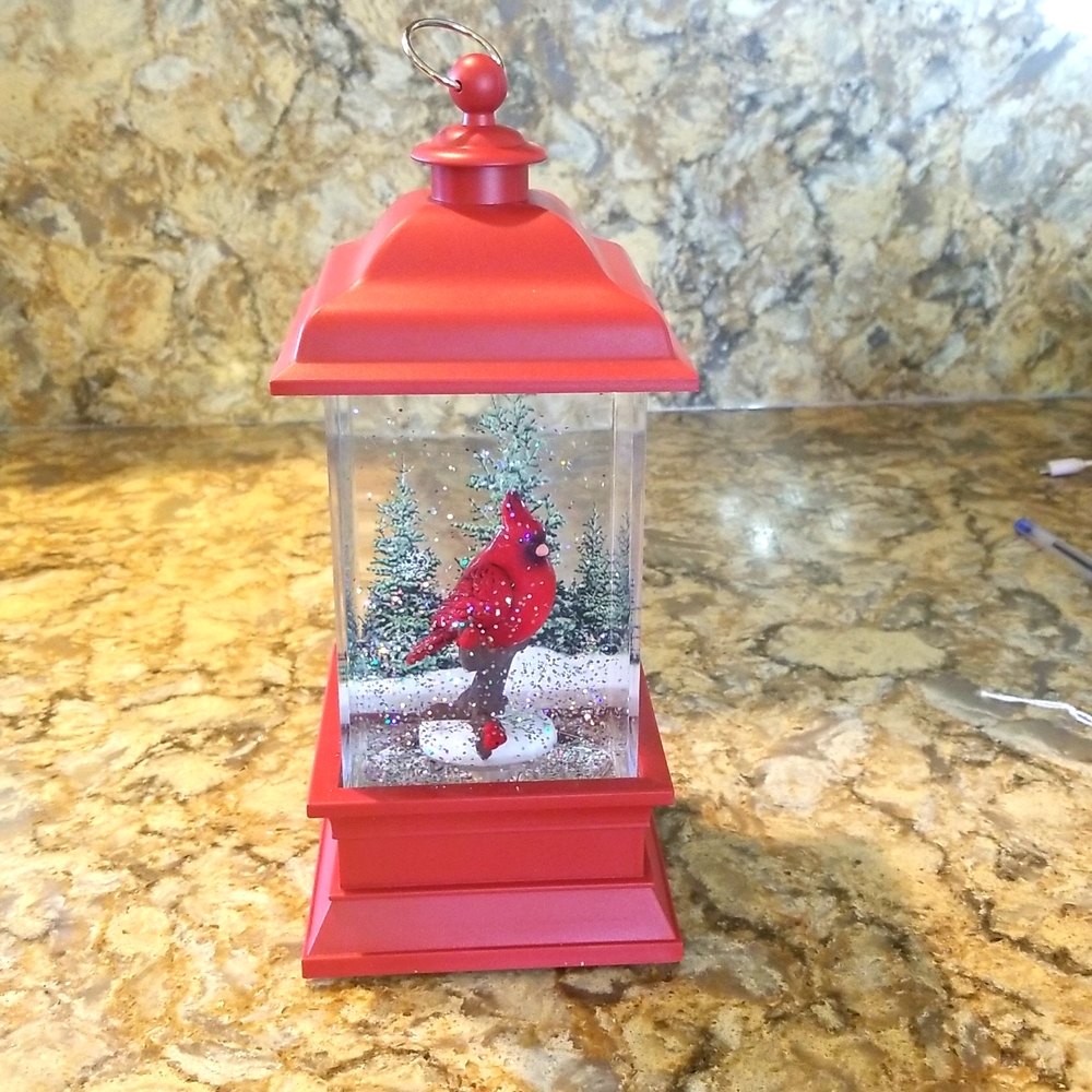 Cardinal Lantern Snow Globe